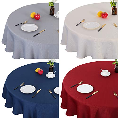 LinTimes Mantel Azul Marino Paño de decoración de Mesa de té Impermeable Mantel de poliéster, 180 cm Redondo