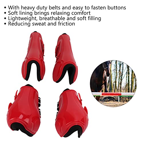 linxiaojix de Las Botas del Tendón del Caballo, Cáscara de la PU de la Bota de la Pierna del Caballo Bien Hecha Ajustable Respirable para los Caballos(Conjunto de Rojo, M)