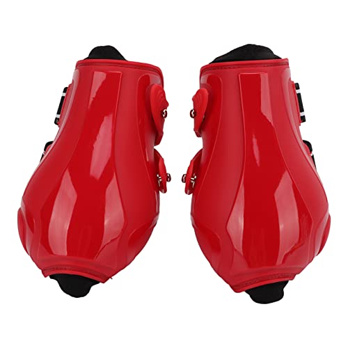 linxiaojix de Las Botas del Tendón del Caballo, Cáscara de la PU de la Bota de la Pierna del Caballo Bien Hecha Ajustable Respirable para los Caballos(Conjunto de Rojo, M)