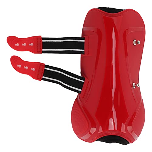 linxiaojix de Las Botas del Tendón del Caballo, Cáscara de la PU de la Bota de la Pierna del Caballo Bien Hecha Ajustable Respirable para los Caballos(Conjunto de Rojo, M)