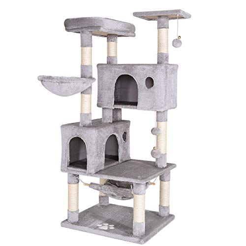 lionto by dibea Árbol rascador árbol para escalar árbol rascador para gatos Altura 140 cm Gris claro
