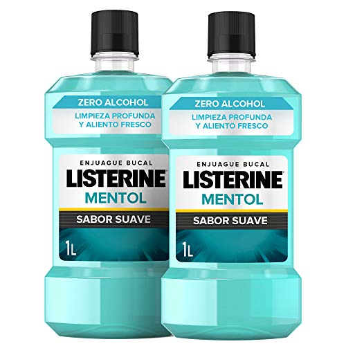 Listerine Enjuage Bucal, Mentol Suave, Pack de 2 x 1000 ml