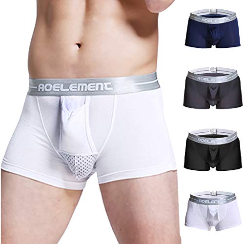 Litthing Bóxers Calzoncillo Pack 4 para Hombre Diseño de Pala Separada Convexo 3D Forma de U Ropa Interior Sexy Algodón Transpirable Multicolor Salud Física Masculino Suave y Cómodo
