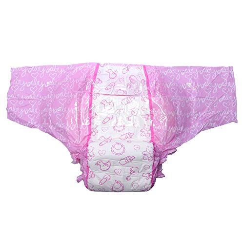 LittleForBig impresa adulto calzoncillos pañales adulto bebé amante del pañal ABDL 2 piezas-vivero rosa M
