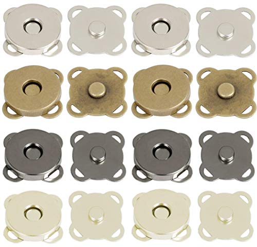 Liuer 40PCS Botónes Magneticos,Botón de Cierre Magnético Broches para Coser Artesanía Monederos Bolsos Ropa de Cuero(4 Colores,14mm)