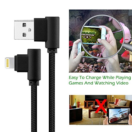 Lively Life Cable de carga Lightning en ángulo recto de 90 grados Compatible con teléfono XS / XR / X / 8 Plus / 7/6 Plus / SE / Pad Mini Air 6,6 pies [Negro - 0.5+1+2*2+3M]
