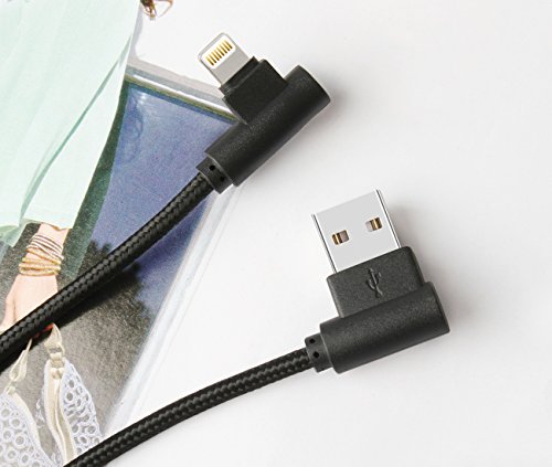 Lively Life Cable de carga Lightning en ángulo recto de 90 grados Compatible con teléfono XS / XR / X / 8 Plus / 7/6 Plus / SE / Pad Mini Air 6,6 pies [Negro - 0.5+1+2*2+3M]