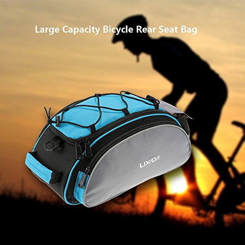 Lixada Bolsa Trasera para Bicicleta Multifuncional Bolsa de Asiento Trasero Bolsa de Hombro para Ciclismo al Aire Libre 13L Azul
