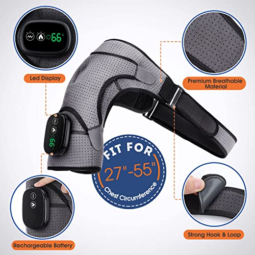 LJBOZ Soporte de Hombro para Tendinitis, Vendaje de Soporte de Hombro con 3 Ajustes de Calor, Ajustable Terapia de FríO y Calor para Manguito Rotador, para Articulaciones de CA(Color:Gris)
