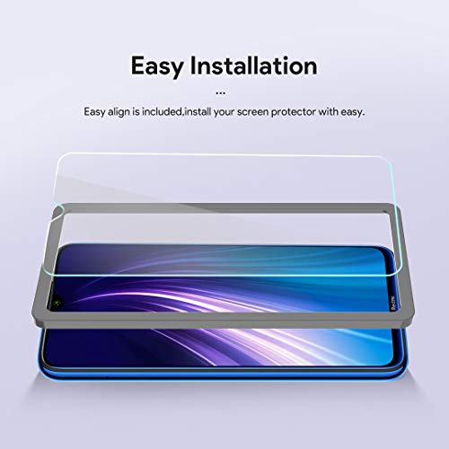 LϟK 5 Pack Protector de Pantalla Compatible con Xiaomi Redmi Note 8 con 2 Pack Cristal Templado y 3 Pack Protector de Lente de Cámara - Sin Burbujas Doble Protección Kit Fácil instalación