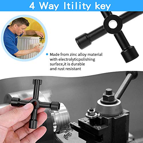Llave de 4 vías Purga del Radiador, Llave de Utilidad Caja Eléctrica Medidor de Gas, Servicio de 4 Vías Llave de Utilidad Multifuncional Panel Llave de Armario Eléctrico Llaves de Radiador(Negro)