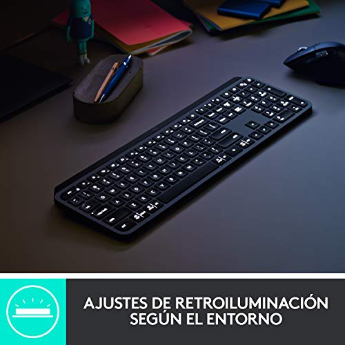 Logitech MX Keys Advanced Teclado Inalámbrico, Disposición QWERTY US Internacional, Gris