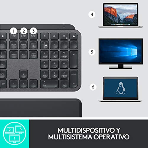 Logitech MX Keys Advanced Teclado Inalámbrico, Disposición QWERTY US Internacional, Gris
