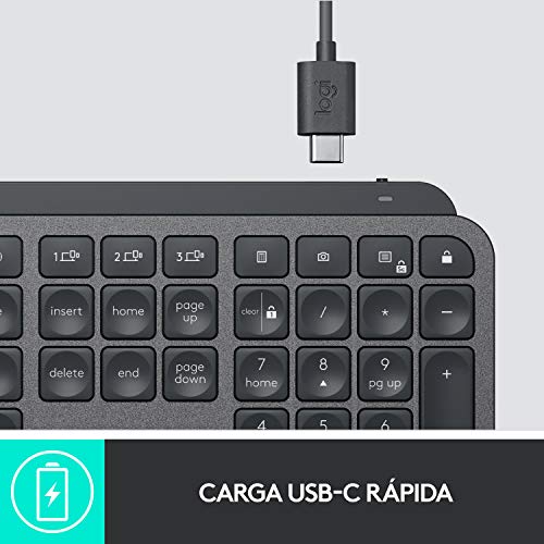 Logitech MX Keys Advanced Teclado Inalámbrico, Disposición QWERTY US Internacional, Gris