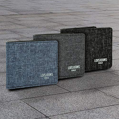 Lois - Cartera Hombre con Monedero, Billetera y Tarjetero. Monedero Billetero Juvenil de Lona R-Pet. Muchos Compartimentos. Protección antiescaneo RFID. 203608, Color Negro