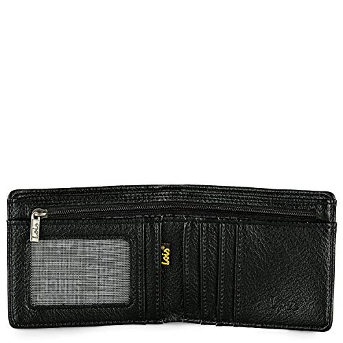 Lois - Cartera Hombre con Monedero, Billetera y Tarjetero. Monedero Billetero Juvenil de Lona R-Pet. Muchos Compartimentos. Protección antiescaneo RFID. 203608, Color Negro