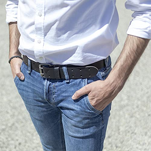 Lois - Cinturon Hombre Mujer Cuero Piel Genuina. Ancho de 40 mm. Talla Ajustable de Marca Talla Ajustable 501002, Color Negro