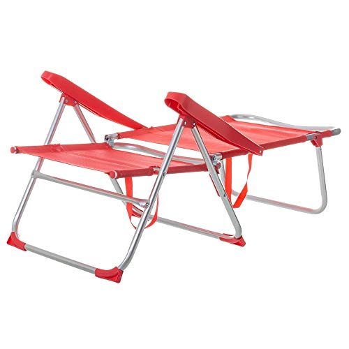 LOLAhome Silla de Playa con Brazos reclinable Coral de Aluminio de 100x61x56 cm