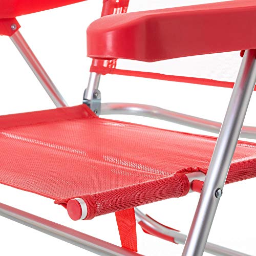 LOLAhome Silla de Playa con Brazos reclinable Coral de Aluminio de 100x61x56 cm