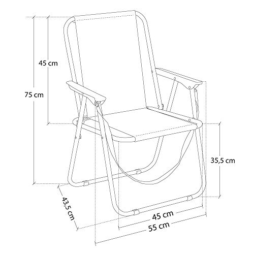 LOLAhome Silla de Playa Plegable Rosa de Aluminio de 75x54x50 cm