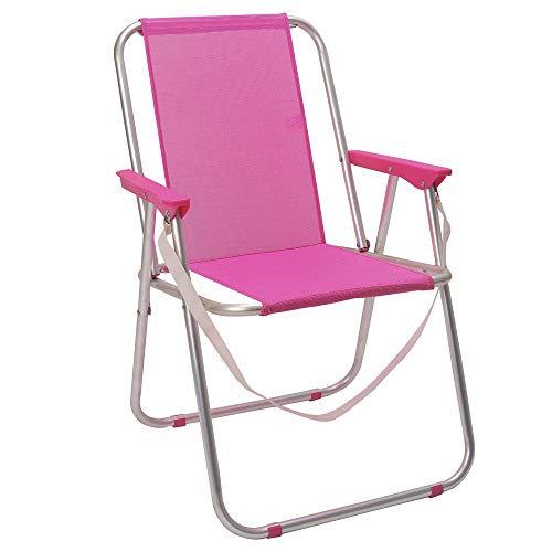 LOLAhome Silla de Playa Plegable Rosa de Aluminio de 75x54x50 cm