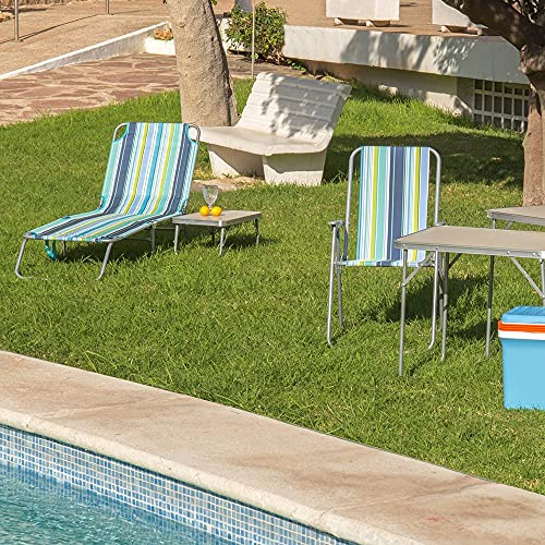 LOLAhome Tumbona Playa Plegable Gris Hierro de 24x186x53 cm