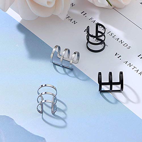 LOLIAS 8 Pares Acero Inoxidable Puño de Oreja Pendientes para Mujeres Hombres Ear Cuff Helix Clip Cartílago Pendientes Anillo de Nariz Labio Piercing Falso Tragus Pendientes Sin Agujero Mujer