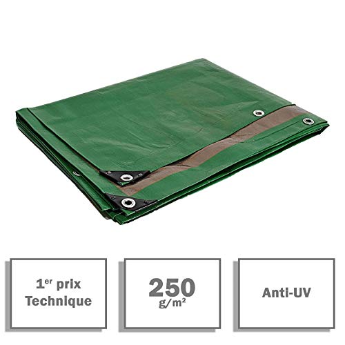Lona de protección 3 x 5 m 250 G/m² – de plástico – exterior – impermeable, de techado, de construcción