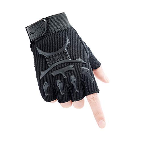 Long Keeper Guantes de Ciclismo Medio Dedo para niños de 4 a 9 años Guantes Bicicleta para Infantil Guantes Deporte Antideslizantes (Negro S)