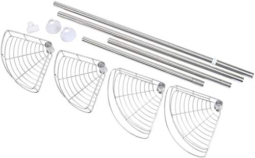 Lonior Estantería de Baño Estantería de Esquina Telescópica Acero inoxidable Estantería de Ducha para Baño y Cocina Altura Ajustables 110-280cm con 4 Cestos y 2 Toallero