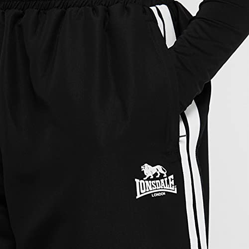 Lonsdale Hombre 2 Stripe Pantalones Tejidos Puño Del Tobillo Abierto Negro/Carbón L