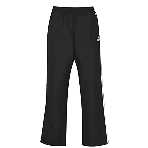 Lonsdale Hombre 2 Stripe Pantalones Tejidos Puño Del Tobillo Abierto Negro/Carbón L