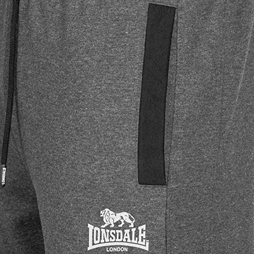 Lonsdale London Heckfield Hombre Pantalones de Deporte Antracita M, 60% algodón, 40% poliéster, Suelto