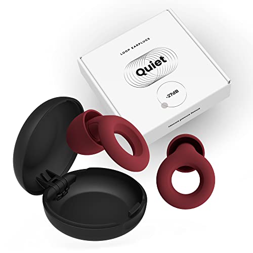 Loop Quiet - Tapones Oídos para dormir – Protección Auditiva de Silicona Suave Reutilizables + 8 Puntas para los Oidos en XS/S/M/L - Reducción Sonido 27dB - Antiruido, Estudiar - Bordó