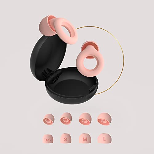 Loop Quiet - Tapones Oídos para dormir – Protección Auditiva de Silicona Suave Reutilizables + 8 Puntas para los Oidos en XS/S/M/L - Reducción Sonido 27dB - Antiruido, Estudiar - Rosa