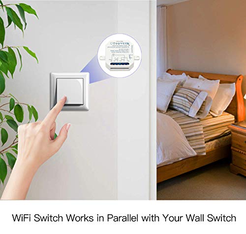 LoraTap – Kit de 2 Interruptores WiFi, Inalámbricos, Conmutadores Paralelos, Receptor de 2500W 10A, Interruptor Inteligente, Control a Distancia por Móvil, Módulo Relé Compatible con Alexa Google Home