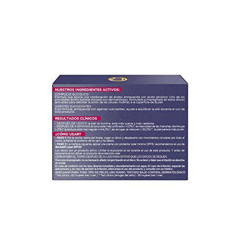 L'Oréal Paris Revitalift Láser Peeling Anti-manchas en Discos con Ácido Glicólico, 30 Discos