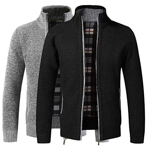Los hombres Suéteres Otoño Invierno Cálido Punto Cremallera Suéter Chaquetas Cardigan Abrigos Masculino Ropa Casual Prendas de Punto Más el Tamaño Casual Capa