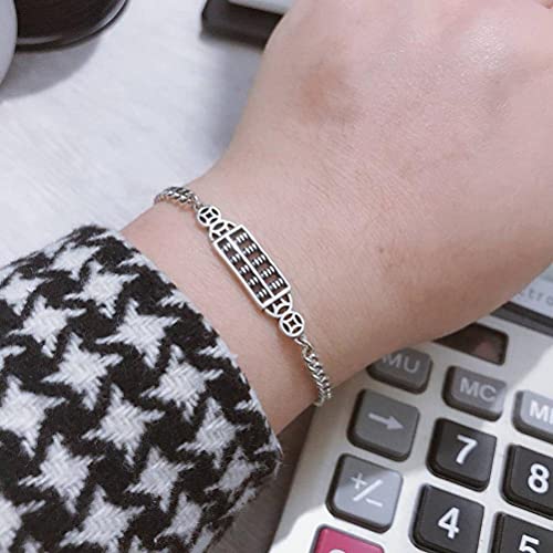 LOt S925 Pulsera de Ábaco de Plata Esterlina para Mujer Brazalete de Monedas de Cobre de Moda Retro ChinoComo se muestra