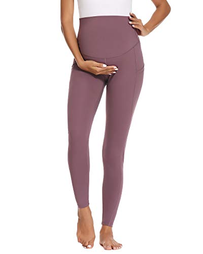 Love2Mi Pantalones de deporte para embarazadas, maternidad, yoga, leggings con bolsillos, rosa oscuro, S