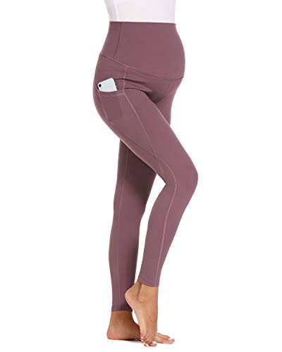 Love2Mi Pantalones de deporte para embarazadas, maternidad, yoga, leggings con bolsillos, rosa oscuro, S