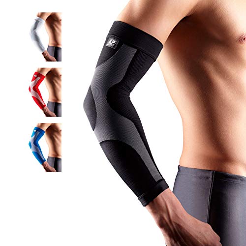 LP Support 251 Muñequera de compresión de la manga de la energía - Manga del brazo - Vendaje del codo - Manga del brazo - Manga Shooter, tamaño:XXL, color:negro