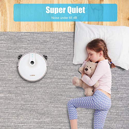 luby HI5 Vacuum Cleaner - Robot Aspirador, Resistencia Fuerte Control, Remoto por Aplicación Autocargable, Silencioso Pelo De Mascotas Alfombra Limpieza De Pisos, Blanco