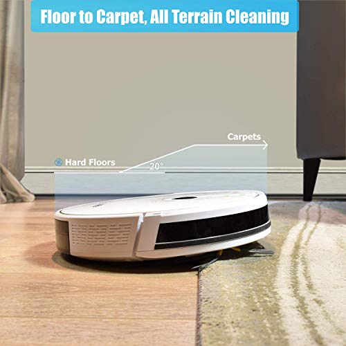 luby HI5 Vacuum Cleaner - Robot Aspirador, Resistencia Fuerte Control, Remoto por Aplicación Autocargable, Silencioso Pelo De Mascotas Alfombra Limpieza De Pisos, Blanco