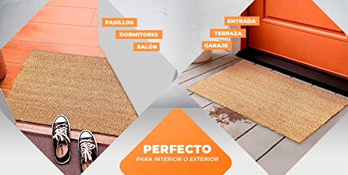 LucaHome - Felpudo de Coco Natural 70x40 con Base Antideslizante, Felpudo de Coco Liso. Felpudo Absorbente Entrada casa, Ideal para Puerta Exterior o Pasillo