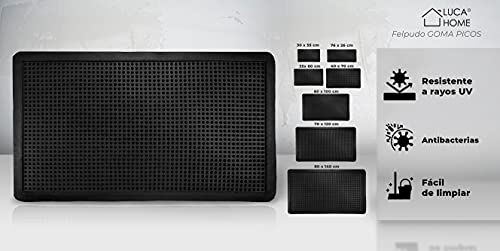 LucaHome – Felpudo Goma Picos Entrada casa para Exterior o Interior, Felpudo con púas Rectangular Antideslizante con Picos para facilitar la Limpieza del Calzado, Felpudo de Color Negro (40 x 70 cm)