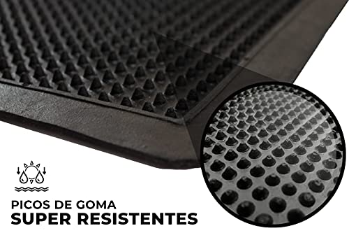LucaHome – Felpudo Goma Picos Entrada casa para Exterior o Interior, Felpudo con púas Rectangular Antideslizante con Picos para facilitar la Limpieza del Calzado, Felpudo de Color Negro (40 x 70 cm)