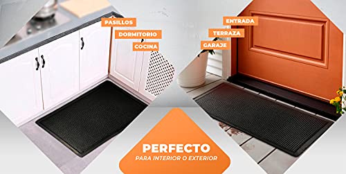 LucaHome – Felpudo Goma Picos Entrada casa para Exterior o Interior, Felpudo con púas Rectangular Antideslizante con Picos para facilitar la Limpieza del Calzado, Felpudo de Color Negro (40 x 70 cm)