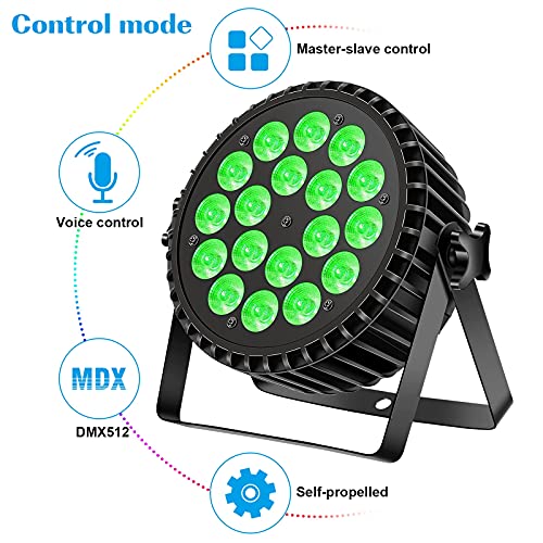Luces de Discoteca, LED Par Luces RGB Par Light, 200W RGBW Party Light DMX, Efecto Escenario Infinito Mezclable y Efecto Arco Iris, para Fiesta Club Bar Boda Halloween Navidad