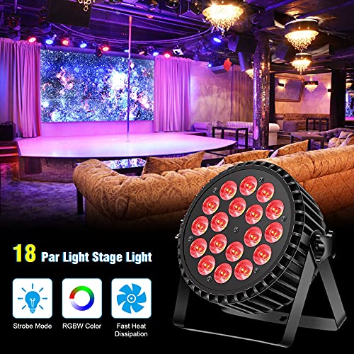 Luces de Discoteca, LED Par Luces RGB Par Light, 200W RGBW Party Light DMX, Efecto Escenario Infinito Mezclable y Efecto Arco Iris, para Fiesta Club Bar Boda Halloween Navidad